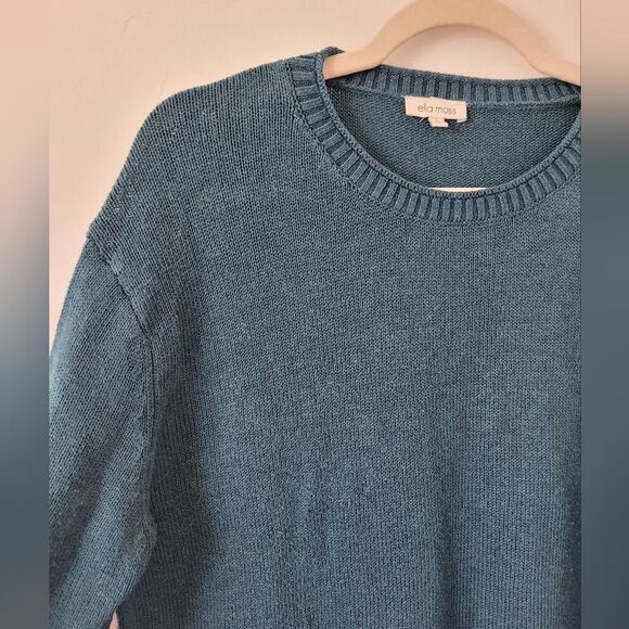 Ella Moss Green Sweater Crew Neck Pullover Fisherman Cozy Soft Girl Academia L - Picture 7 of 10